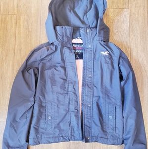 EUC Hollister All Weather Navy Blue Pink Fleece Li